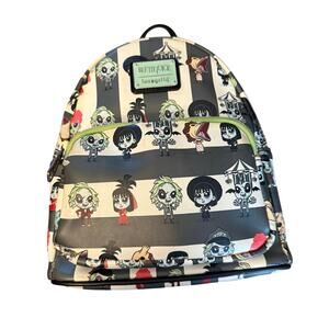 Loungefly Beetlejuice Chibi Character Warner Bros Black White Stripped Backpack